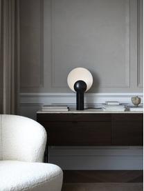 Tischlampe Cache mit Marmorfuß, Lampenschirm: Metall, beschichtet, Lampenfuß: Marmor, Schwarz, marmoriert, Ø 30 x H 49 cm