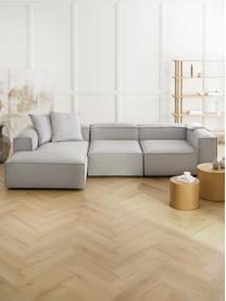 Modulares Ecksofa Lennon, Bezug: 100 % Polyester Der strap, Gestell: Massives Kiefernholz, Spe, Füße: Kunststoff Dieses Produkt, Webstoff Grau, B 327 x T 180 cm, Eckteil links