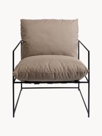 Fotel ogrodowy Cuby Garden, Stelaż: metal malowany proszkowo,, Tapicerka: 100% polipropylen, Beżowa tkanina, czarny, S 71 x G 82 cm