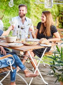 Garten-Klappbank Parklife mit Armlehnen, Sitzfläche: Akazienholz, geölt, Gestell: Metall, verzinkt, pulverb, Weiss, Akazienholz, B 111 x T 59 cm