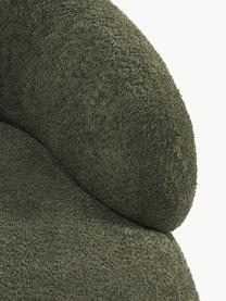 Fauteuil lounge en peluche-bouclé Alba, Peluche-bouclé vert foncé, larg. 102 x prof. 89 cm, dossier à gauche