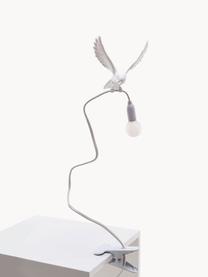 Grosse Klemm-Tischlampe Sparrow, verstellbar, Kunststoff, Weiss, matt, B 10 x H 100 cm