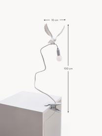 Grosse Klemm-Tischlampe Sparrow, verstellbar, Kunststoff, Weiss, matt, B 10 x H 100 cm