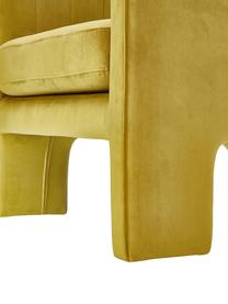 Fluwelen fauteuil Emilie in geel, Bekleding: fluweel (polyester) 50.00, Fluweel okergeel, B 75 x D 76 cm