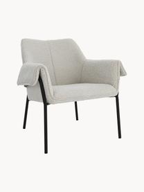 Bouclé loungefauteuil Effekt, Bekleding: 100% polyester, Frame: gecoat metaal, Bouclé wit, B 75 x D 64 cm