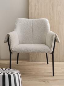 Fauteuil en tissu bouclé Effekt, Tissu bouclé blanc, larg. 75 x prof. 64 cm