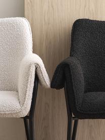 Fauteuil en tissu bouclé Effekt, Tissu bouclé blanc, larg. 75 x prof. 64 cm