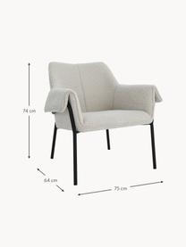 Bouclé loungefauteuil Effekt, Bekleding: 100% polyester, Frame: gecoat metaal, Bouclé wit, B 75 x D 64 cm