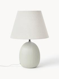 Tischlampe Desto, Lampenschirm: Leinen (100 % Polyester), Lampenfuß: Keramik, Hellgrau, Ø 25 x H 36 cm