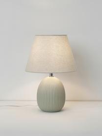 Tischlampe Desto, Lampenschirm: Leinen (100 % Polyester), Lampenfuß: Keramik, Hellgrau, Ø 25 x H 36 cm
