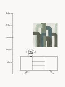 Handbeschilderde canvasdoek Green Lines, Groentinten, gebroken wit, B 100 x H 100 cm