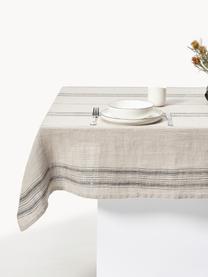 Mantel de lino Striped, 100% lino, Tonos grises, De 4 a 6 comensales (An 140 x L 220 cm)
