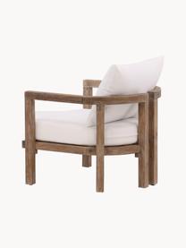 Sillón para exterior de madera de acacia Erica, Estructura: madera de acacia, aceitad, Asiento: tejido (100% poliéster), Tejido blanco crema, madera de acacia, An 71 x Al 55 cm