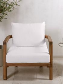 Chaise de jardin en bois d'acacia Erica, Tissu blanc crème, bois d'acacia, larg. 71 x haut. 55 cm