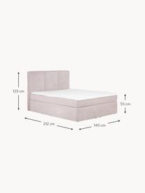 Letto boxspring Oberon, Superficie: nucleo a 5 zone di molle , Piedini: plastica Questo prodotto , Tessuto rosa chiaro, 140 x 200 cm, grado di durezza H2