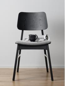 Chaise en bois avec assise rembourrée Nagano, 2 pièces, Tissu gris foncé, bois de chêne noir laqué, larg. 50 x prof. 51 cm
