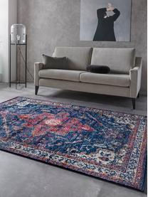 Tapis vintage Azrow, Bleu foncé, rouge