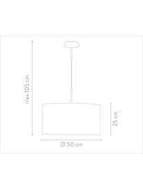 Hanglamp Blank van katoen, Lampenkap: katoenmix, Baldakijn: vernikkeld metaal, Wit, Ø 50 x H 25 cm