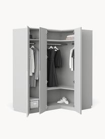 Armario esquinero modular Leon, 3 puertas (165 cm), diferentes variantes, Estructura: tablero aglomerado revest, Gris claro, Interior Basic (An 165 x Al 200 cm) esquinero