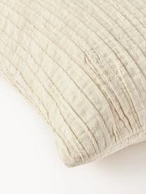 Housse de coussin en coton avec motif plissé Artemis, 99 % coton, 1 % polyester, Blanc crème, larg. 50 x long. 50 cm