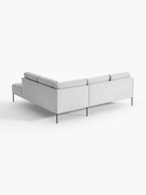 Ecksofa Fluente, Bezug: 100 % Polyester Der strap, Gestell: Massives Kiefernholz, Bir, Füße: Metall, pulverbeschichtet, Webstoff Hellgrau, B 221 x T 200 cm, Eckteil links