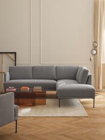 Ecksofa Fluente, Bezug: 100 % Polyester Der strap, Gestell: Massives Kiefernholz, Bir, Füße: Metall, pulverbeschichtet, Webstoff Hellgrau, B 221 x T 200 cm, Eckteil links