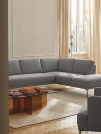 Ecksofa Fluente, Bezug: 100 % Polyester Der strap, Gestell: Massives Kiefernholz, Bir, Füße: Metall, pulverbeschichtet, Webstoff Hellgrau, B 221 x T 200 cm, Eckteil links