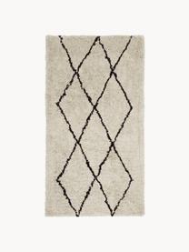 Flauschiger Hochflor-Teppich Nouria, handgetuftet, Flor: 100 % Polyester, Beige, Schwarz, B 200 x L 300 cm (Grösse L)