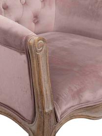 Fotel z aksamitu z drewnianymi nogami Jona, Tapicerka: aksamit (100% poliester), Nogi: drewno kauczukowe, Brudny różowy aksamit, S 61 x G 61 cm