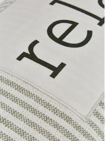 Poszewka na poduszkę z bawełny z recyklingu Relax, 100% bawełna z certyfikatem GRS, Zielony & kremowobiały, w paski, S 30 x D 60 cm