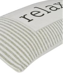 Housse de coussin rectangulaire Relax, 100 % coton, certifié GRS, Vert, blanc crème, larg. 30 x long. 60 cm