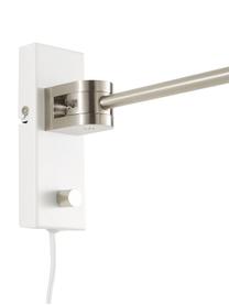 Grote dimbare wandlamp Larry met stekker, Lampenkap: gelakt messing, Frame: messing, Wit, chroomkleurig, D 41 x H 24 cm