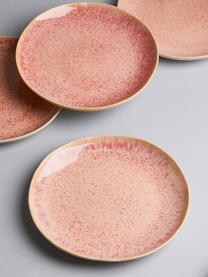 Ručně malovaný snídaňový talíř s reaktivní glazurou Areia, 2 ks, Odstíny červené, tlumeně bílá, světle béžová