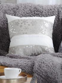 Kissen Laponie, mit Inlett, Bezug: Baumwolle, Grau, gebrochenes Weiß, Silberfarben, 40 x 40 cm