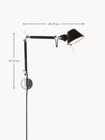 Grote verstelbare wandlamp Tolomeo Micro met stekker, Mat zwart, B 49 - 73 x H 41 - 74 cm