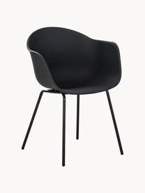 Židle s područkami a kovovými nohami Claire, Černá, Š 60 cm, H 54 cm