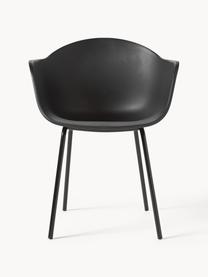 Krzesło z podłokietnikami z tworzywa sztucznego Claire, Nogi: metal malowany proszkowo, Czarny, S 60 x G 54 cm