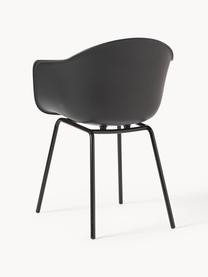 Stolička z umelej hmoty s opierkami a kovovými nohami Claire, Čierna, Š 60 x H 54 cm