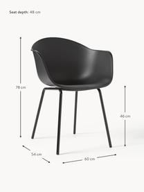 Fauteuil design Claire, Noir, larg. 60 x prof. 54 cm