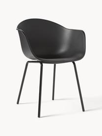 Židle s područkami a kovovými nohami Claire, Černá, Š 60 cm, H 54 cm
