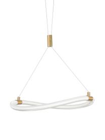 Lámpara de techo LED redonda Cerelia, Pantalla: silicona, Adornos: metal recubierto, Anclaje: metal recubierto, Blanco, dorado, Ø 40 x Al 120 cm