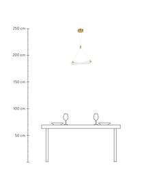 Ronde LED hanglamp Cerelia van silicone, Lampenkap: silicone, Decoratie: gecoat metaal, Baldakijn: gecoat metaal, Wit, goudkleurig, Ø 40 x H 120 cm