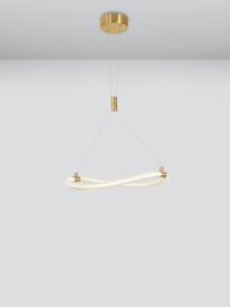 Ronde LED hanglamp Cerelia van silicone, Lampenkap: silicone, Decoratie: gecoat metaal, Baldakijn: gecoat metaal, Wit, goudkleurig, Ø 40 x H 120 cm