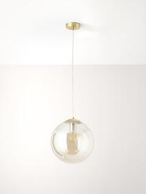 Pendelleuchte Bao aus Glas, Lampenschirm: Glas, Baldachin: Metall, galvanisiert, Goldfarben, Ø 30 x H 90 cm