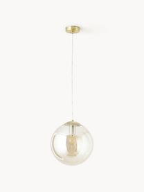 Pendelleuchte Bao aus Glas, Lampenschirm: Glas, Baldachin: Metall, galvanisiert, Goldfarben, Ø 30 x H 90 cm