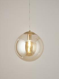 Hanglamp Bao van glas, Lamp: vermessingd metaal, Goudkleurig, Ø 30 x H 90 cm
