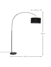Lámpara arco grande Niels, Pantalla: tela, Cable: cubierto en tela, Negro, negro mate, Al 218 cm