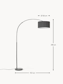 Große Bogenlampe Niels, Lampenfuß: Metall, pulverbeschichtet, Lampenschirm: Textil, Schwarz, H 218 cm x T 50 cm