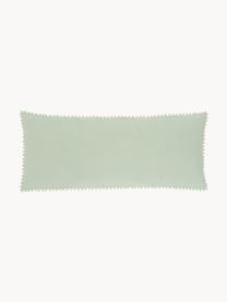 Funda de almohada de percal con pompones Bommy, Verde, An 45 x L 110 cm