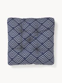 Cojín de asiento de exterior con estampado gráfico Milano, Funda: 100 % poliacrílico, Azul oscuro, blanco, An 40 x L 40 cm